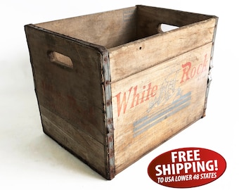 1962 White Rock Crate: Brooklyn NY, Rustic Farmhouse Decor