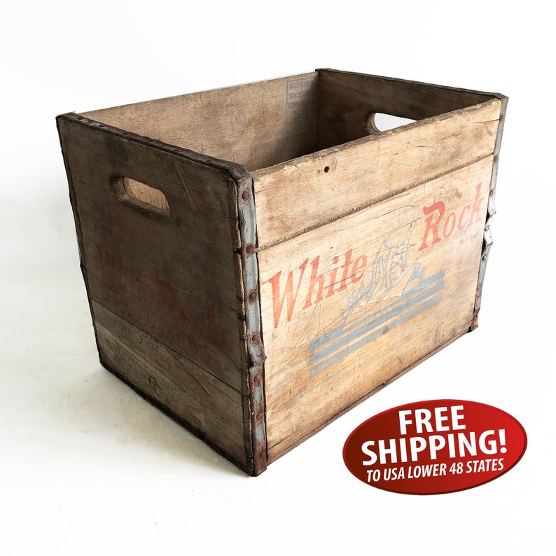 1962 White Rock Sparkling Beverages Wooden Crate from Brooklyn, New York shops - Fairy Graphics, Rustic, Distressed, Farmhouse Decor