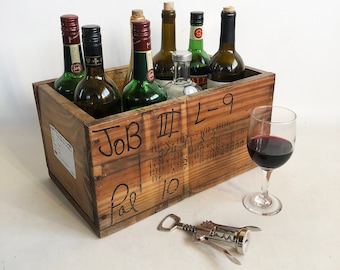 Distressed Wooden Crate: Vintage Industrial Storage Box, Up-cycled Mini Bar