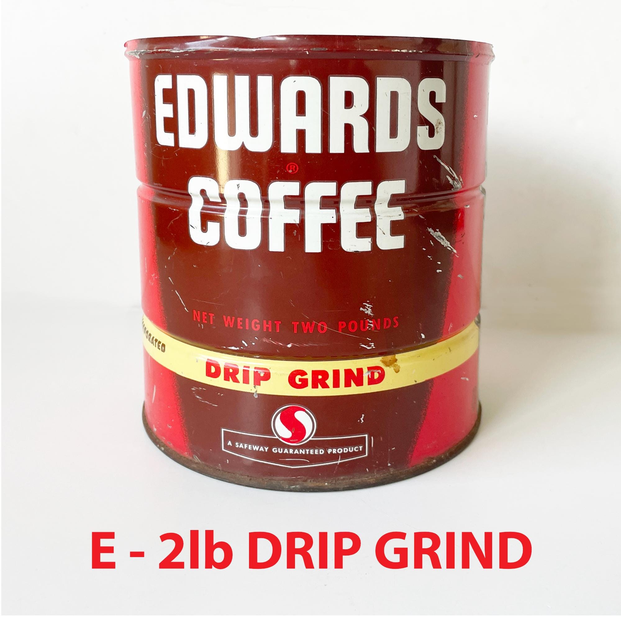 Vintage Edwards Coffee Can: Mid-century Safeway Brand Tin, 1950s