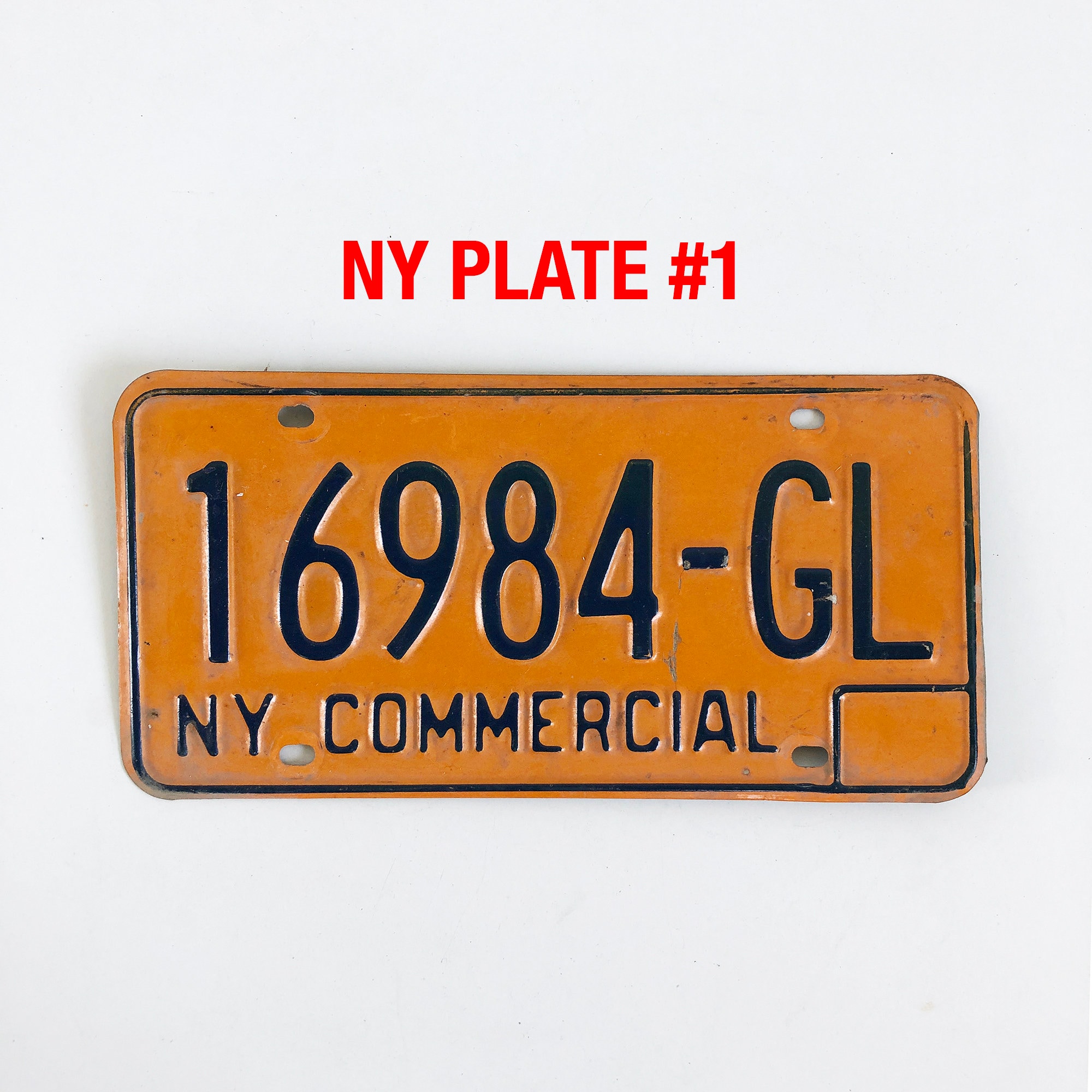 1970s New York Commercial Truck License Plate: Yellow & Blue