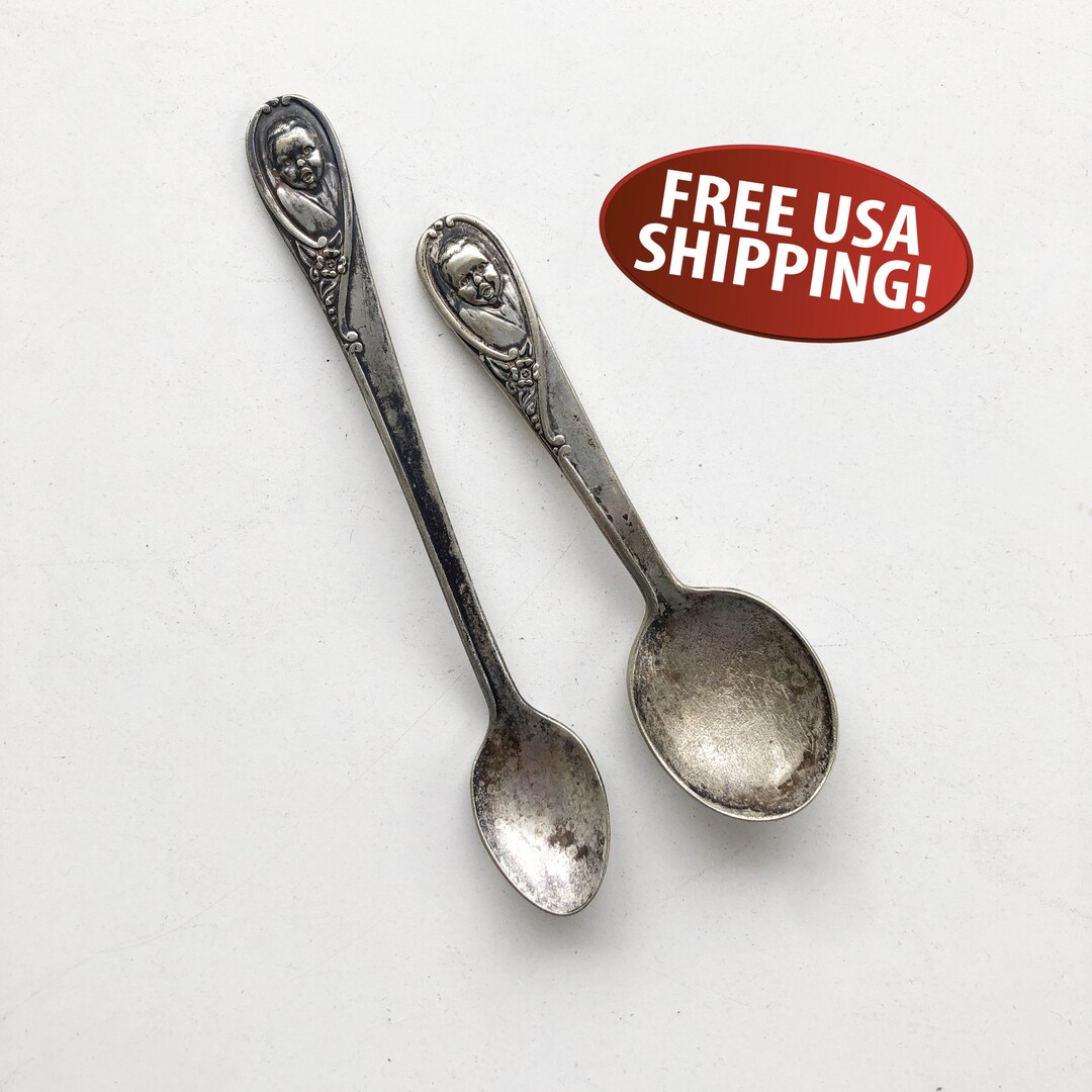 A Set of Two Gerber Silverplate Spoons, Gerber Baby Food Advertising