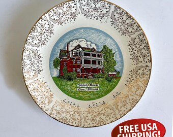 Midcentury Shiloh House Plate, Zion Illinois Memorabilia