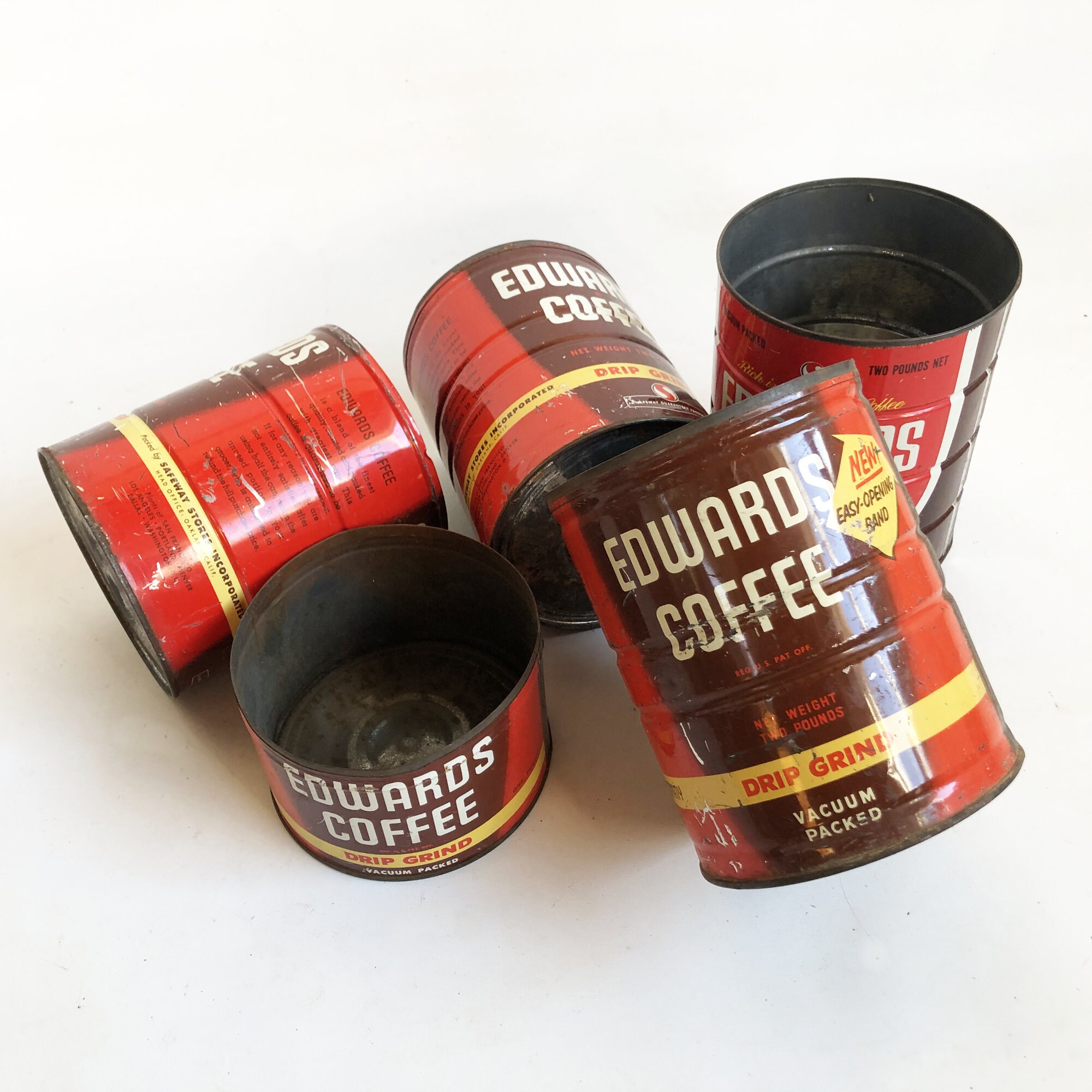 Vintage Edwards Coffee Can: Mid-century Safeway Brand Tin, 1950s