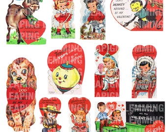 1950s Valentines - INSTANT DOWNLOAD - High Resolution Digital Files - 11 Separate Files for Scrapbooking, Decorating, Etc.