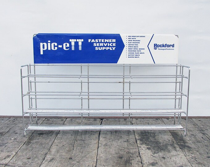 Vintage Hardware Store Retail Display Rack, Picett Fastener Rack