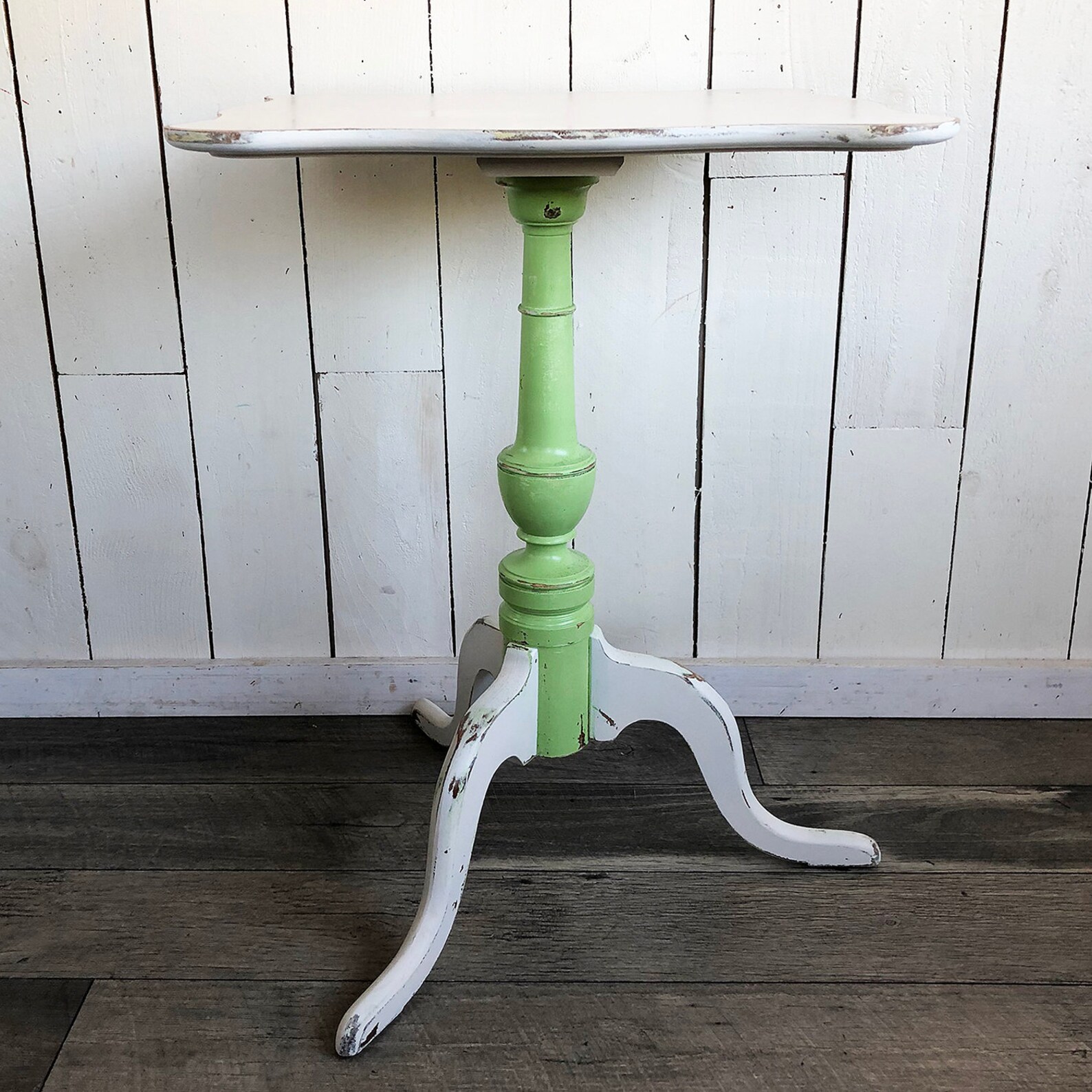 Vintage Berkey & Gay Solid Maple Side Table With Shabby Cream Etsy