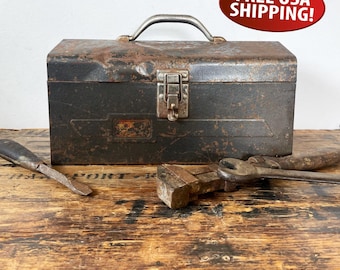Old, Distressed My Buddy Steel Toolbox: Vintage Tool Box, Farmhouse or Industrial Decor, Storage