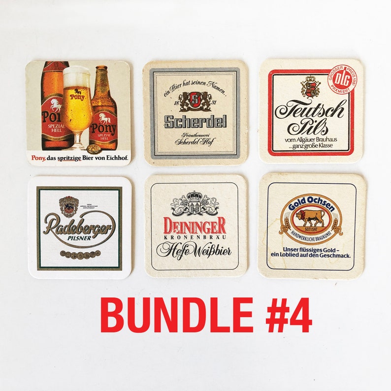 Bundle of Six 1970s-80s German Beer Coasters, Bier Coaster, Octoberfest, Oktoberfest, Breweriana Drink Coaster C Bundle #4