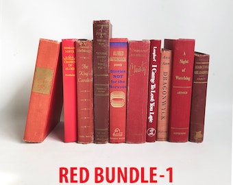 Vintage Red Book Bundle: 12" Decorator Books, Books by the Foot