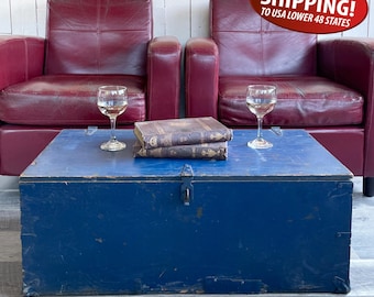 Vietnam War Era Air Force Barracks Footlocker with Tray: Military Trunk, Coffee Table Trunk