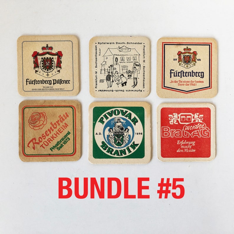 Bundle of Six 1970s-80s German Beer Coasters, Bier Coaster, Octoberfest, Oktoberfest, Breweriana Drink Coaster C Bundle #5