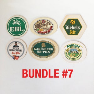 Bundle of Six 1970s-80s German Beer Coasters, Bier Coaster, Octoberfest, Oktoberfest, Breweriana Drink Coaster C Bundle #7