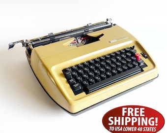 Vintage Mustard Yellow Sears Electric 1 Portable Typewriter: Clean Working Machine