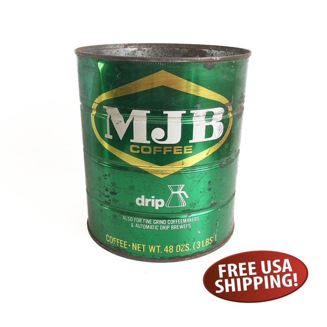 Midcentury MJB Coffee Can, 3 Lb Coffee Tin, Kitchen Storage, Retro