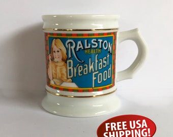 Vintage Ralston Purina Cereal Mug: 1980s Franklin Porcelain Advertising Art