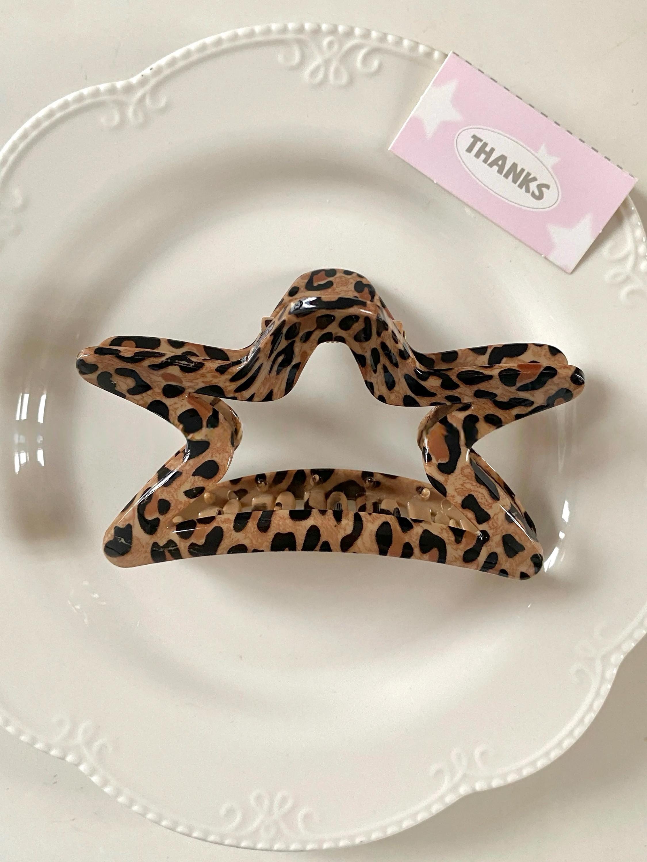 Retro Leopard Clip Hair Claws,Unique Hair Clamps,Summer On The Beach Hair Claw Clip,Acetate Hair ClipsParty Headwear Decoration Gift for Her