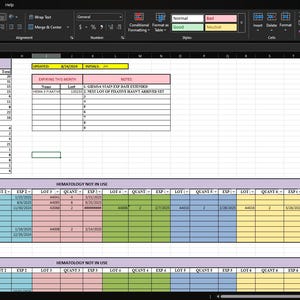 Excel-mall för medicinska/laboratorieförnödenheter