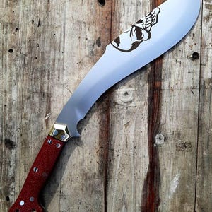Hand-Forged 1095 High Carbon Steel kukri knife with Skull Engraving Blade - ANNIVERSARY Gifts - Tactical Survival Blade - Functional Use