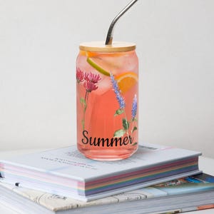 Copo em formato de lata com estampa floral de verão, presente para ela, utensílios para bebidas com estampa floral, utensílios de cozinha