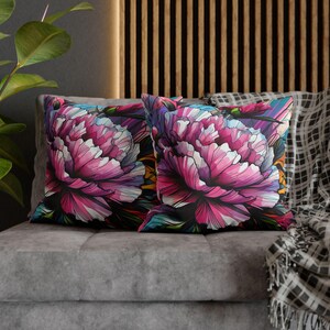 Vibrant Floral Throw Pillow - Artistic Cushion Cover for Home Decor, Gift for Garden Lovers, Bohemian Style Decorative Pillow
