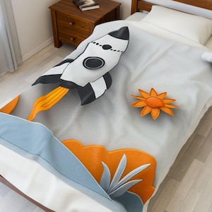 Manta de peluche de aventura espacial, decoración para dormitorio infantil, manta acogedora, ropa de cama de galaxia para guardería, regalo de astronauta