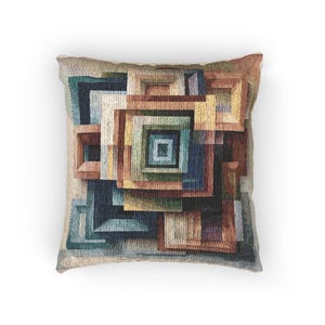 Geometric Woven Pillow, Colorful Abstract Cushion Cover, Modern Home Decor, Cozy Couch Accessory, Housewarming Gift