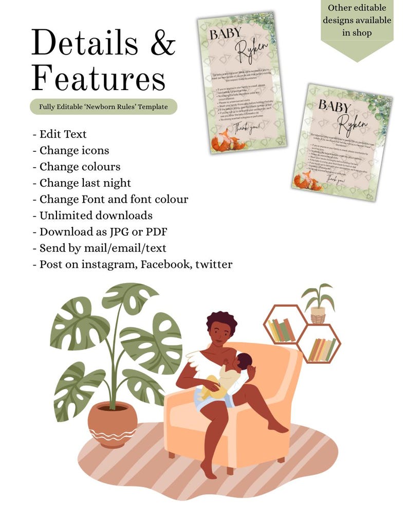 Newborn Rules.pdf Nature Newborn Rules: Editable Canva Template (digital Download) - Etsy