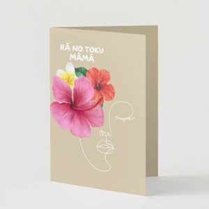 Cartão para o Dia das Mães das Ilhas Cook | Cartão para impressão | Idioma das Ilhas Cook | Flores nativas das Ilhas Cook | Download instantâneo