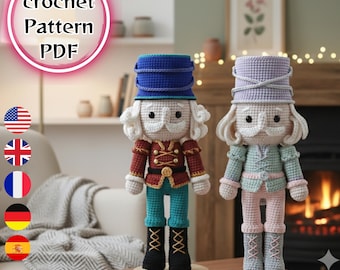 Patrón de ganchillo para el Cascanueces, muñeco amigurumi en PDF (5 idiomas)