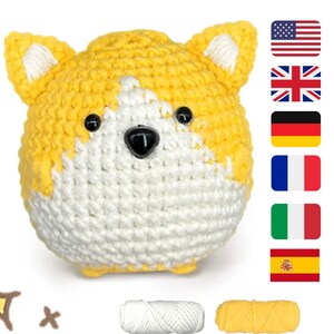 Häkelanleitung für Hund, Amigurumi häkeln PDF, Plushie Dog Crochet Pattern, Amigurumi Crochet PDF in English With Video Tutorials