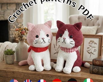 Cute Cat Amigurumi Crochet Pattern: PDF Home Decor Kitties (English, Italian, German, French, Spanish)