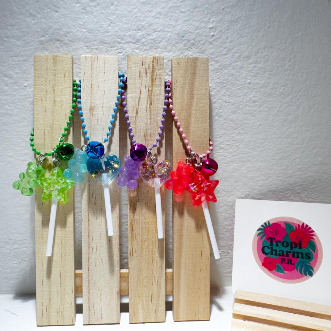 Kawaii Lollipop Keychain: Beaded Glitter Star Charm, Y2K Bag Accessory ...