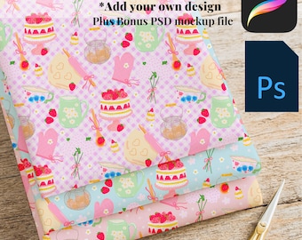 Procreate Fabric Mockup Template: 3-Piece Folded Textile Display (Digital Download) Plus BONUS PSD file