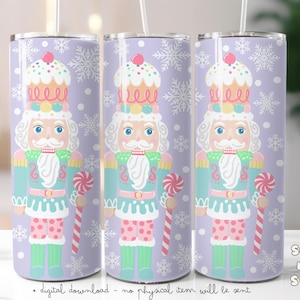 Emballage de gobelet casse-noisette bonbon PNG | de Noël casse-noisettes | Conception de tasse des Fêtes | Gobelet mince 20 oz Aesthetic Holiday UV DTF