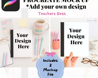 Procreate Composition Notizbuch Mockup: Lehrer Schreibtisch Cover Vorlage (Digitaler Download)