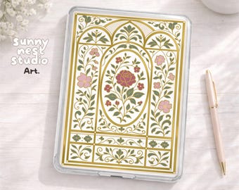 Funda para Kindle con diseño botánico clásico de reliquia, diseño floral vintage, marco dorado, decoración romántica, regalo para amantes de la lectura (6 tamaños)