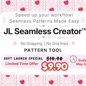 App voor naadloze patronen en tegels voor iPad | JL Seamless Creator | 4K PNG-export | Patrooncontrole zonder opening | Brick & Half Drop herhalen