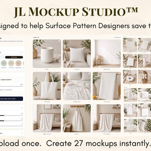 Automated Pattern Mockup Generator Web App | Seamless Pattern Mockup Tool for Surface Pattern Designers | Aesthetic Mockup PNG  |  27 Mockup