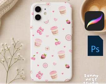 iPhone Mockup White Case Mockup PSD + Procreate | Aesthetic Phone Case Mockup for Etsy Sellers & Designers