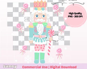 Candy Pastel Nutcracker Clipart | Cute Christmas Nutcracker PNG | Sugar Plum Ballet Clip Art | Pastel Nutcracker Candy Cane Art