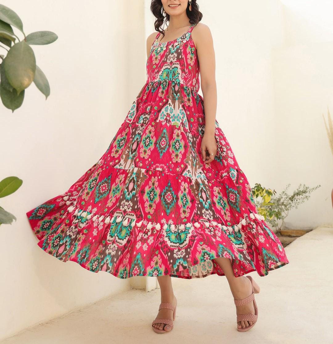 strapless open back dress Farm Rio | Pink Botanical Beauty Laces Midi Dress – main image 1