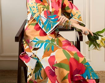 Jaipur Red Hand Block-Printed Cotton Kurta Co-ord Set – Sustainable Summer Ethnic Floral Outfit