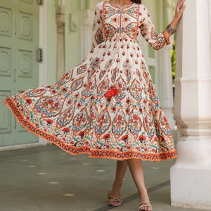 flare indian dress Akris punto Indian Silk Sleeveless Fit-&-Flare Dress