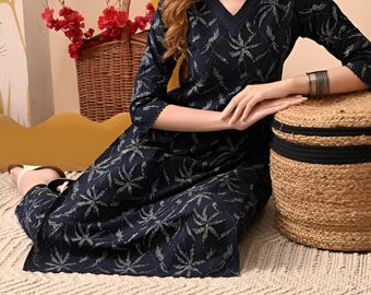 Women’s Floral Co-ord Set | Indian Kurta Pant Set with Floral Print | Ready-to-Wear Ethnic Outfit | Summer Cotton Kurta & Pant Matching Set