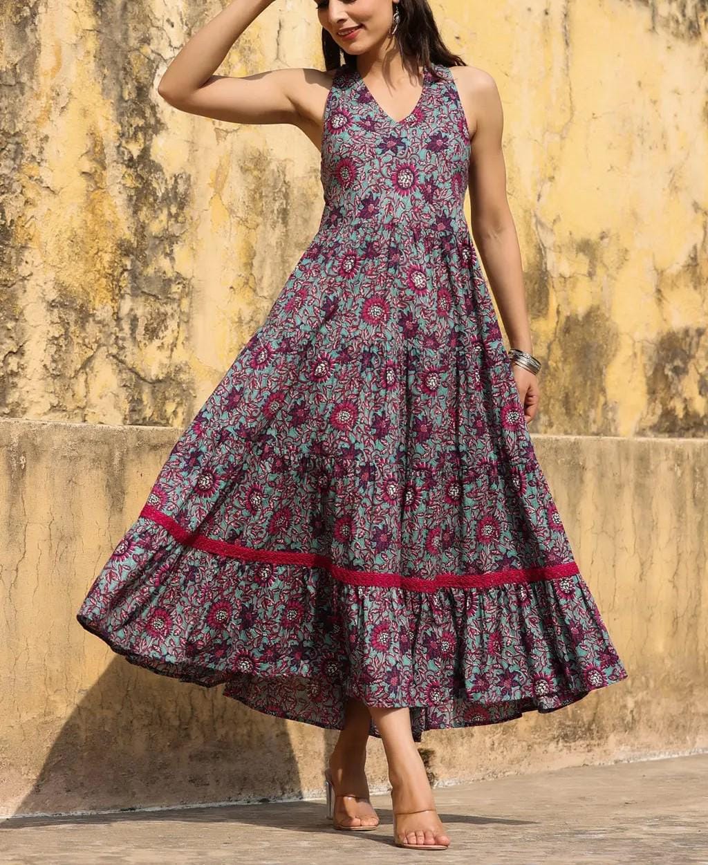 white floral halter neck dress Polka Dot Halter Neck Midi Dress – self-portrait-US main image 1