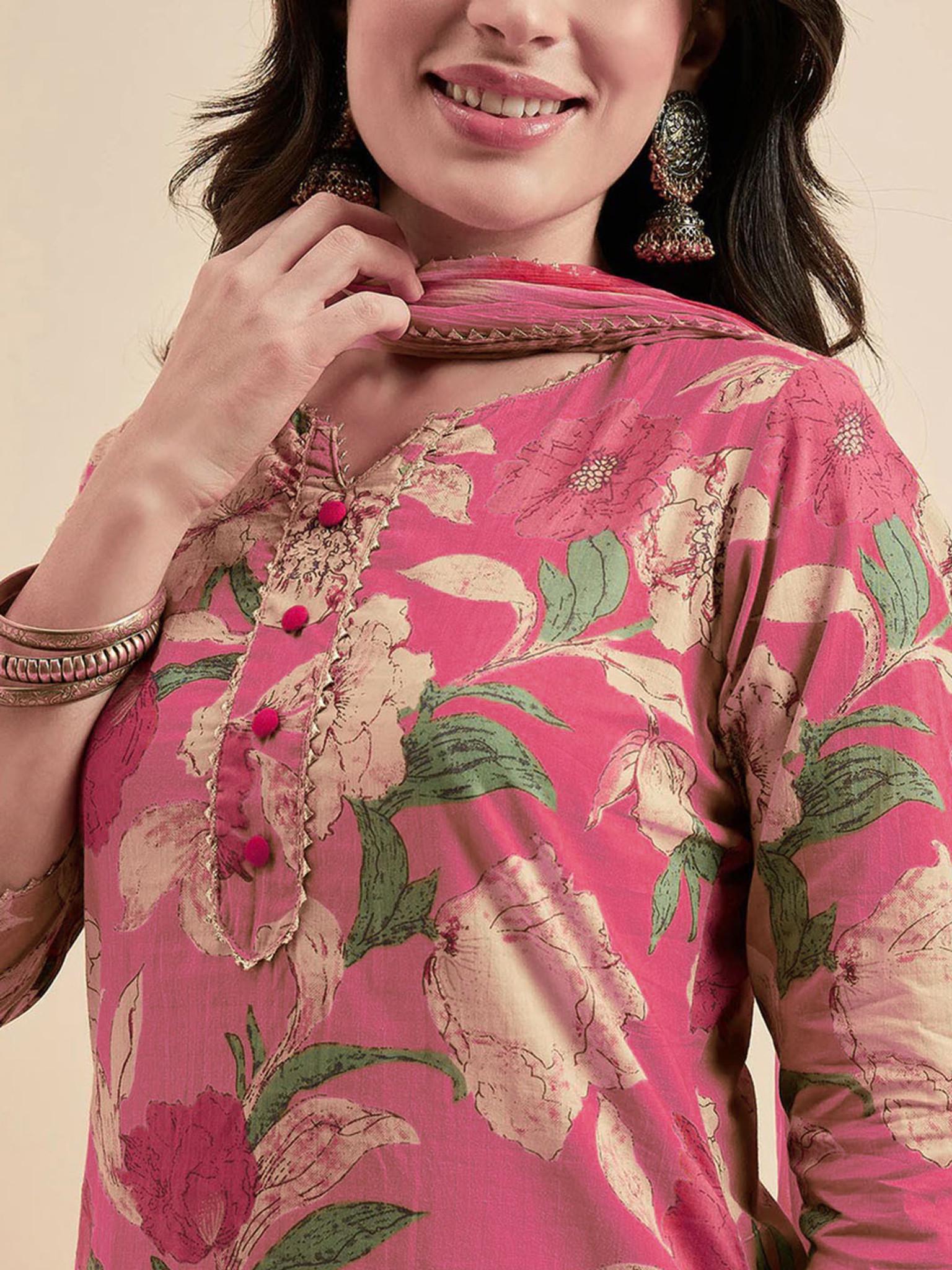 Hand Block Print Kurta Set With Dupatta/stole|indian Salwar Kameez ...