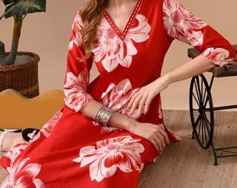 Cotton Kurta Set Women, Indian Co Ord Set, Kurta Palazzo Set, Boho Lounge Wear, Ethnic Two Piece Outfit, Summer Clothing