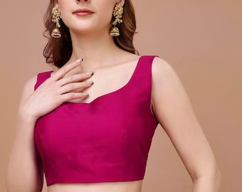 Made To Order Silk Blouse, Sleeveless Blouse, Indian Designer Blouse, Wedding Blouse , Saree Blouse, Crop Top, Sari Blouse, Customize Blouse
