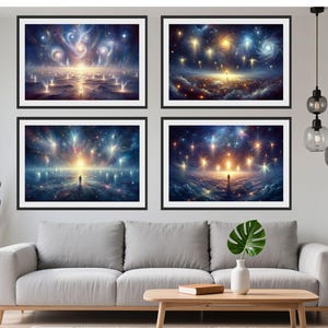 Celestial Light Beings Galaxy Print: spirituele meditatiekunst (digitale downloadbundel)